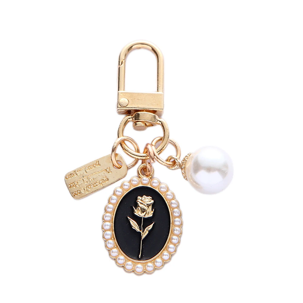 Elegant Rose Motif Keychain with Imitation Pearls 6 Elegant Rose Motif Keychain with Imitation Pearls - Image 6