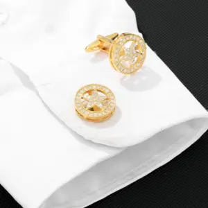 Five-Pointed Star Cufflinks in Alloy with Diamantes 14 Scc5cd0e4e68f4fdc9efc727273e779f5f