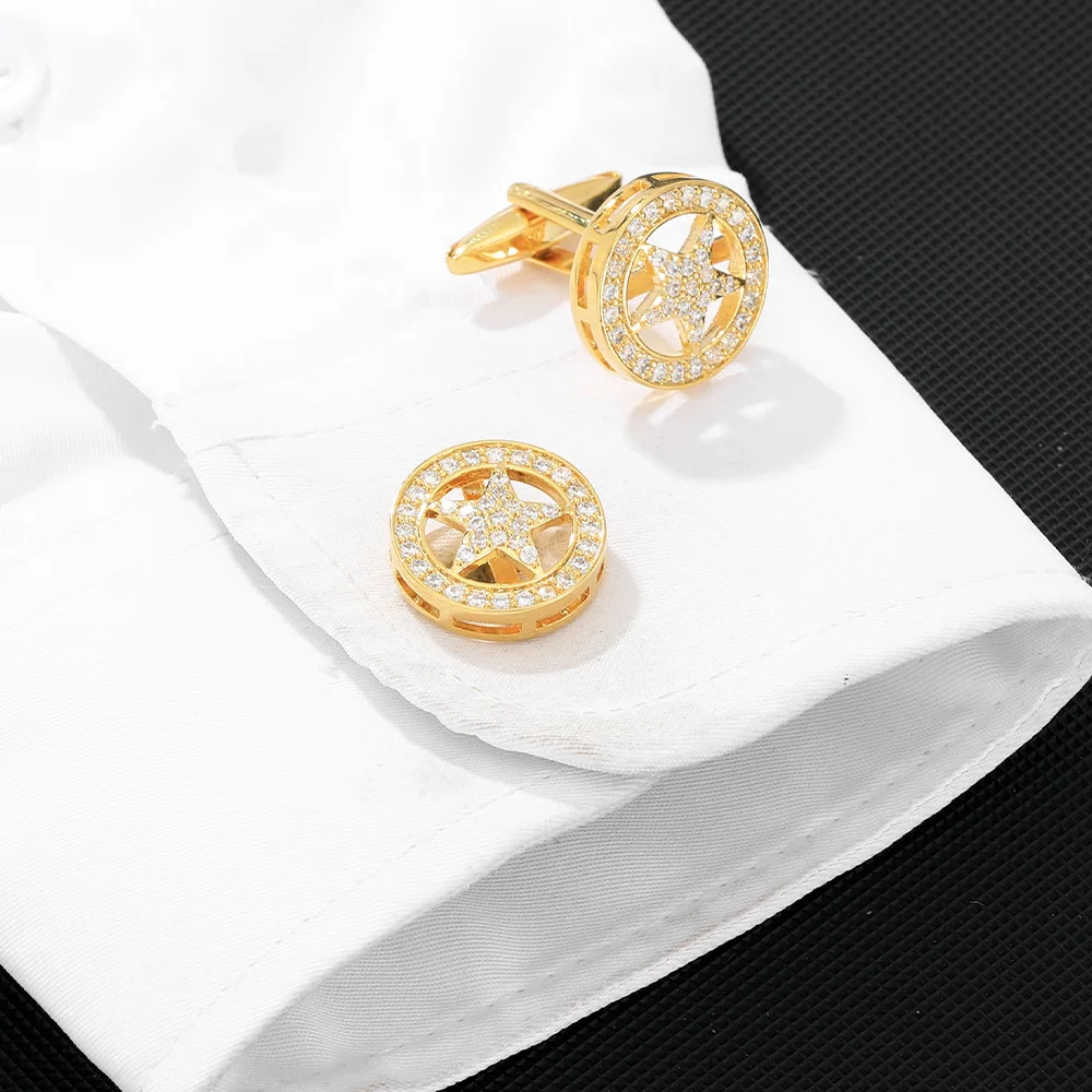 Five-Pointed Star Cufflinks in Alloy with Diamantes 6 Five-Pointed Star Cufflinks in Alloy with Diamantes - Image 6
