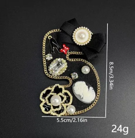 Gold Tone Fashion Brooch with Faux Pearl 7 Gold Tone Fashion Brooch with Faux Pearl - Image 7