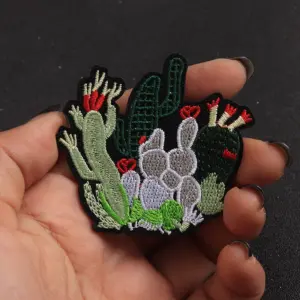 Colorful Cartoon Cactus Iron-On Patches Set