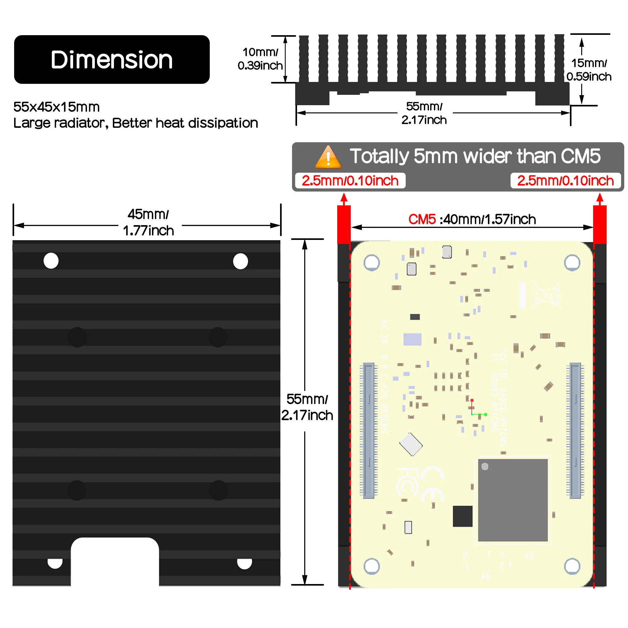 Geekworm Raspberry Pi CM5 Aluminum Heatsink 5 Geekworm Raspberry Pi CM5 Aluminum Heatsink - Image 5