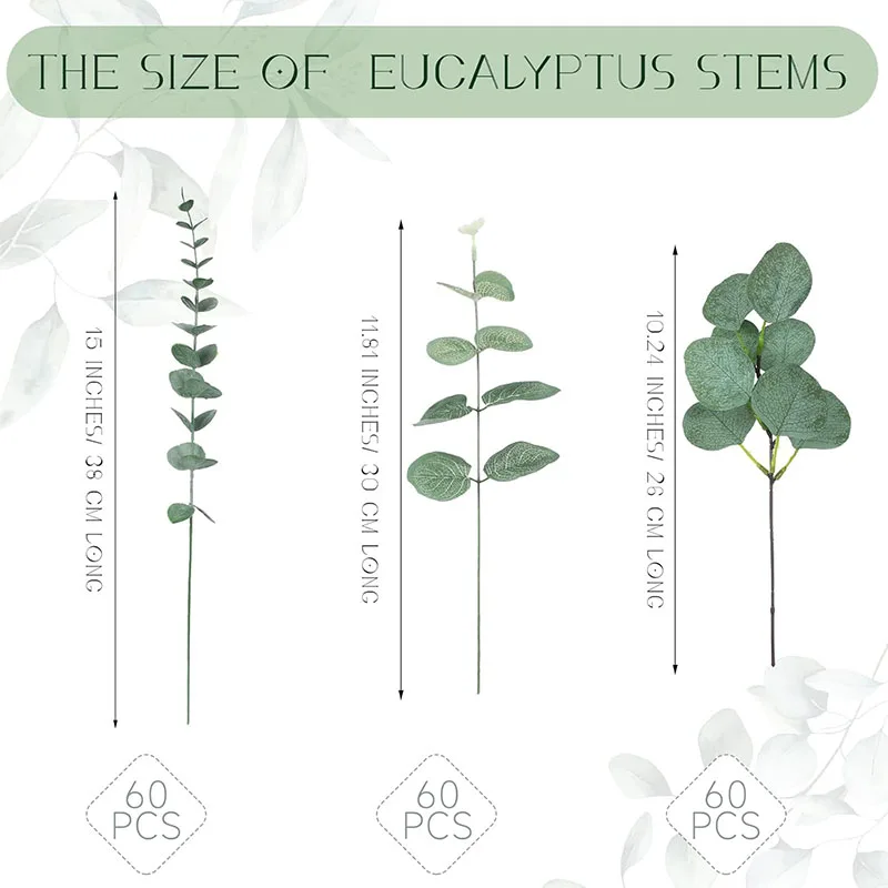 Artificial Eucalyptus Stems Set - 180 pcs 2 Artificial Eucalyptus Stems Set - 180 pcs - Image 2