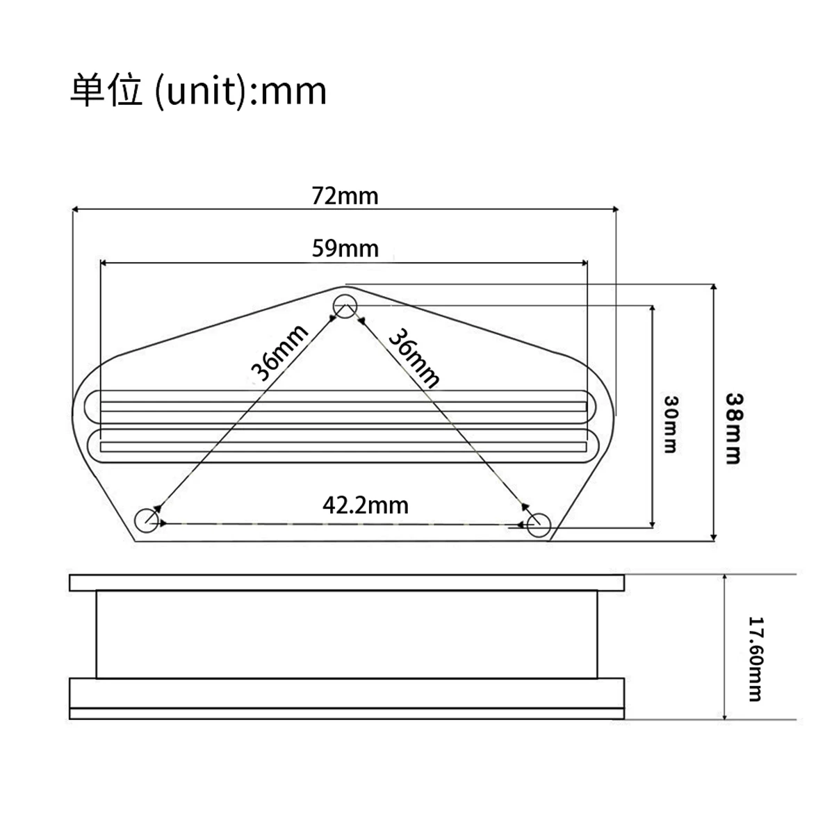 Black Alnico 5 Dual Rails Pickup for TL Guitars 4 Black Alnico 5 Dual Rails Pickup for TL Guitars - Image 4