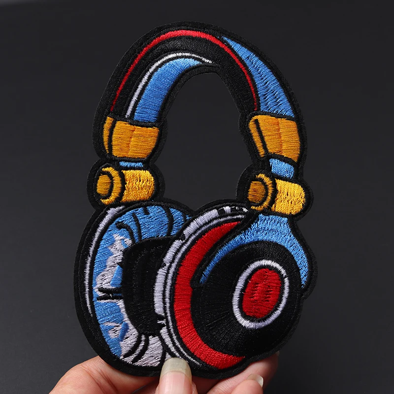Cool Headphone Iron-On Embroidered Patch 2 Cool Headphone Iron-On Embroidered Patch - Image 2