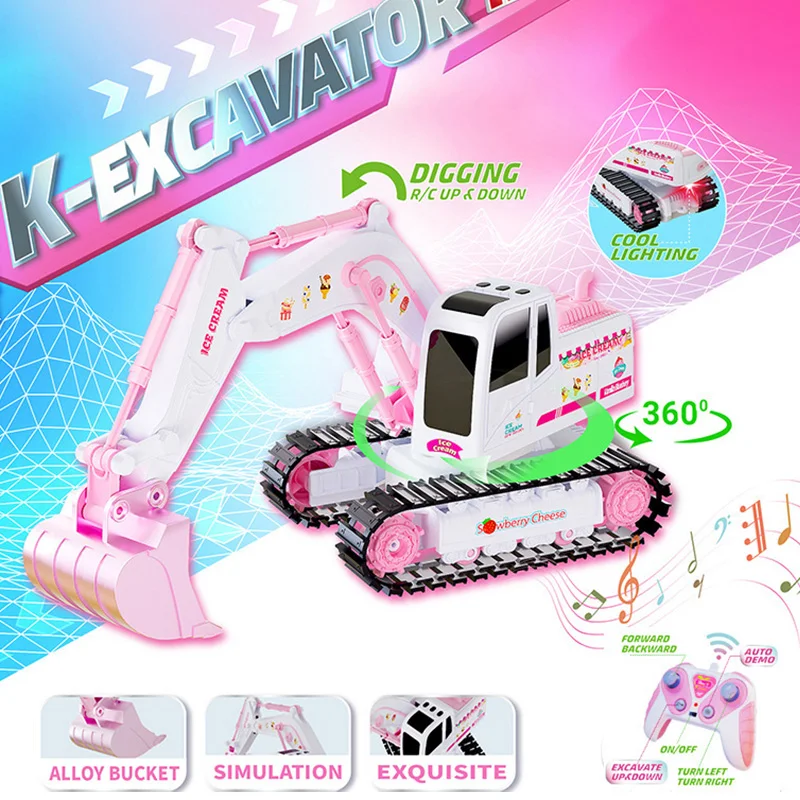 Pink RC Excavator for Kids 1/24 Scale 2 Pink RC Excavator for Kids 1/24 Scale - Image 2