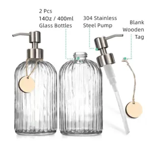 Elegant Glass Soap Dispenser Set with Wooden Tags 7 Scfa34e00b42c42f6a8272ad939a09cf4S