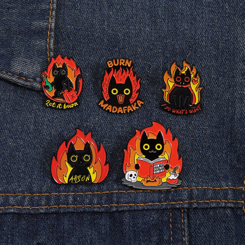 Black Cat Flame Badge for Jackets and Bags 5 Black Cat Flame Badge for Jackets and Bags - Image 5
