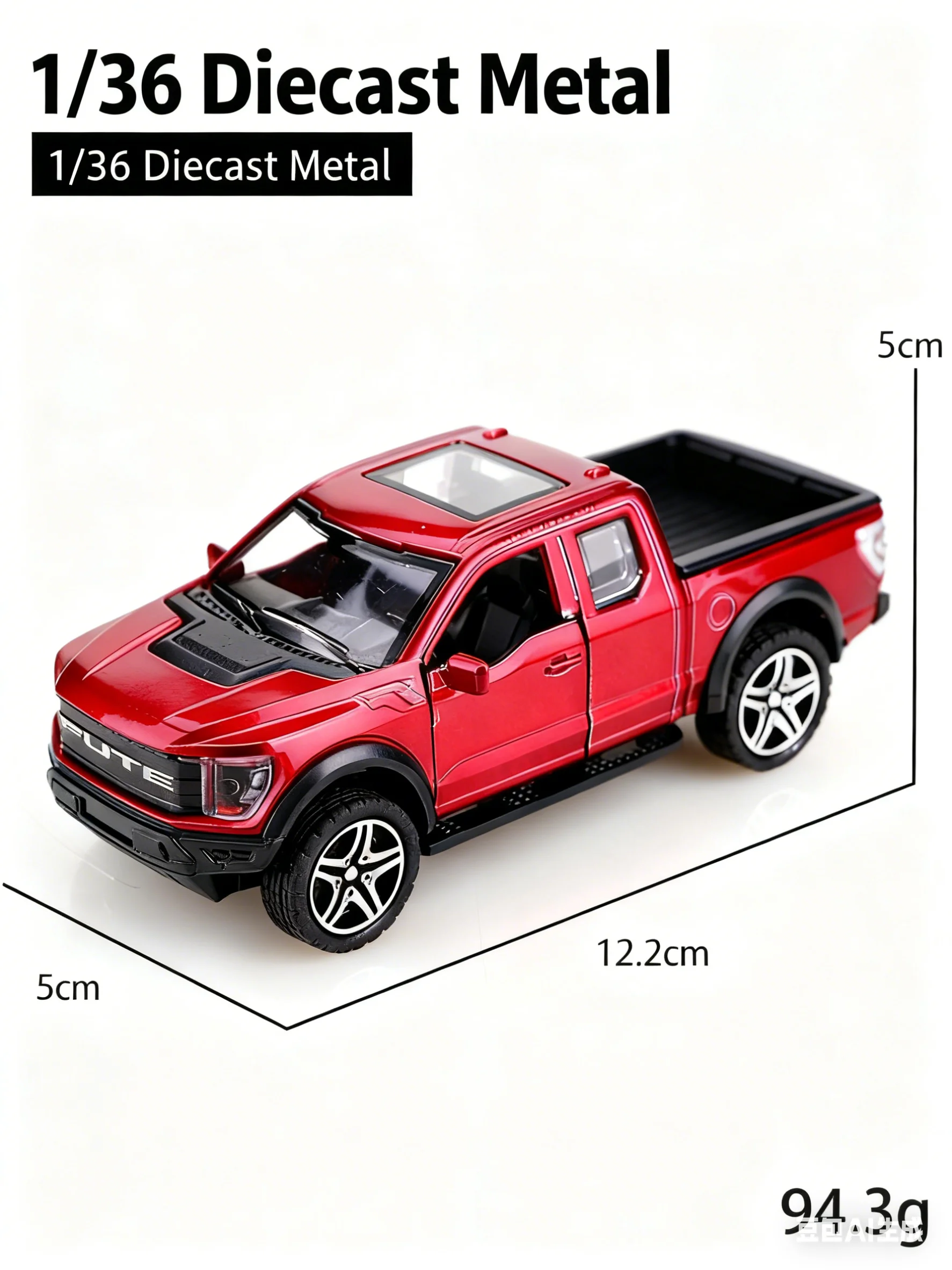 Black Die-Cast Muscle Pickup Truck Model 6 Black Die-Cast Muscle Pickup Truck Model - Image 6