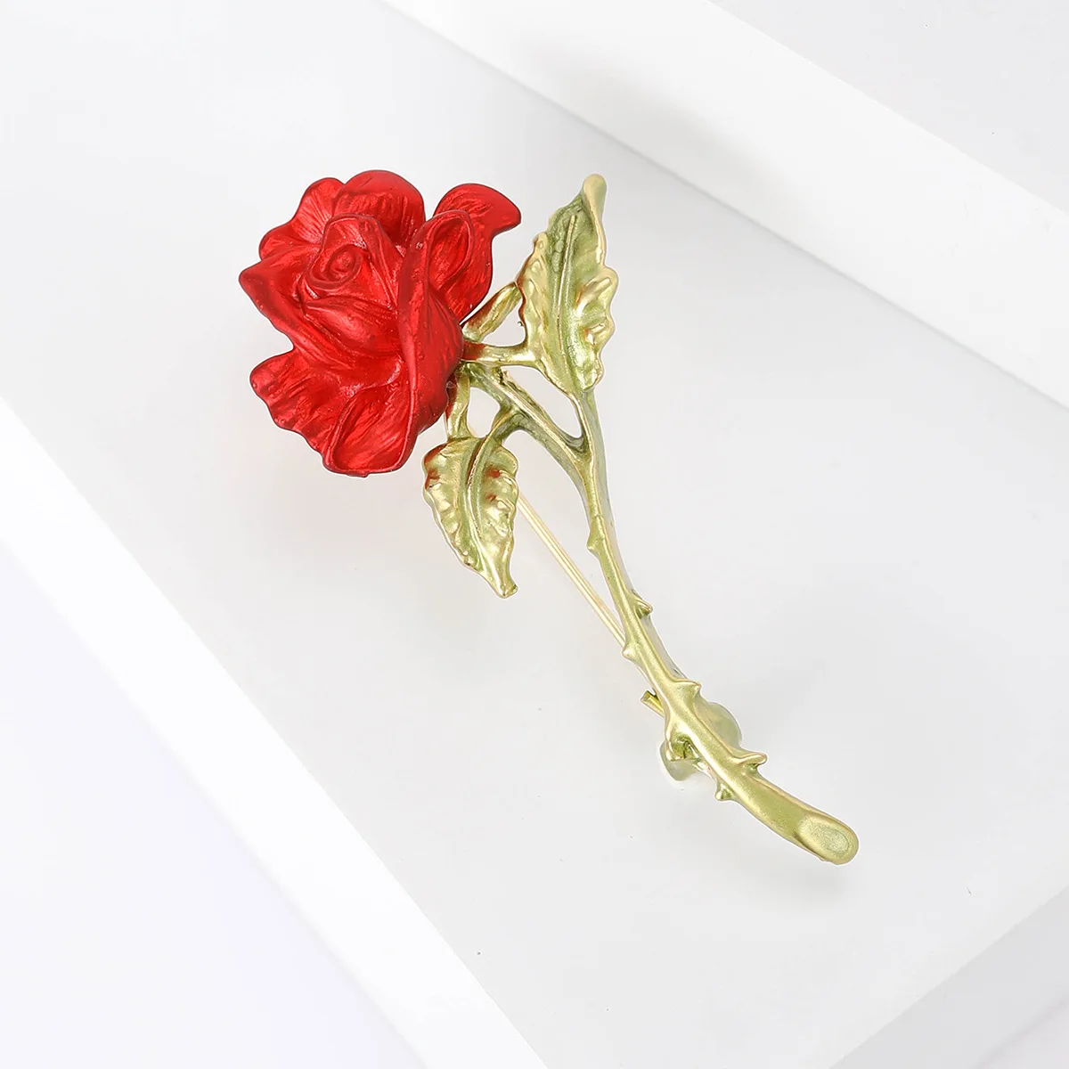 Red Rose Brooch with Vintage Details 4 Red Rose Brooch with Vintage Details - Image 4