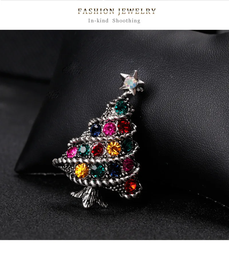 Festive Christmas Tree Brooch with Rhinestones 4 Festive Christmas Tree Brooch with Rhinestones - Image 4