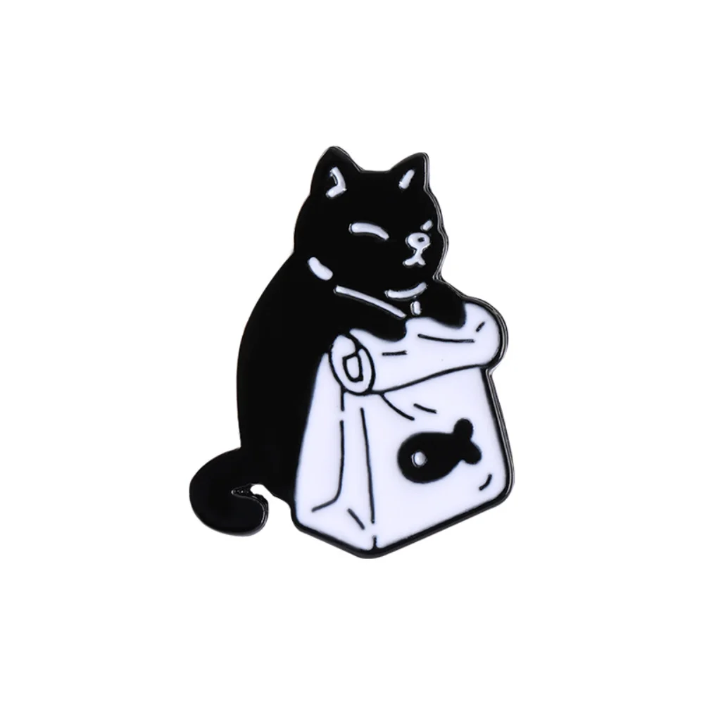 Cat Badge with Black and White Cartoon Design 3 Cat Badge with Black and White Cartoon Design - Image 3