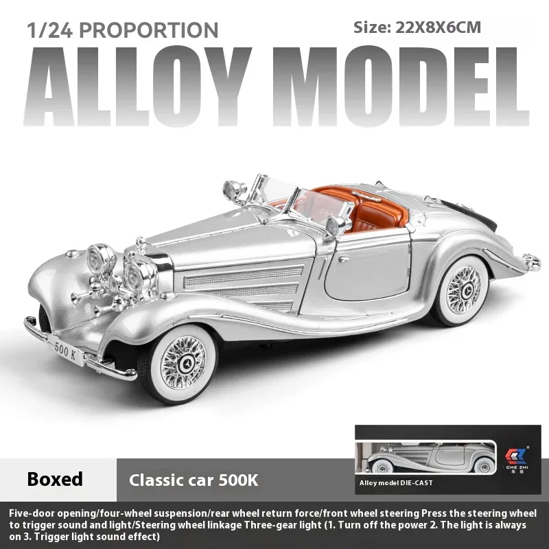 Silver Diecast Classic Car Model 1:24 Scale 8 Silver Diecast Classic Car Model 1:24 Scale - Image 8