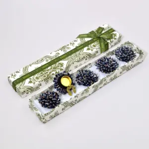 Handmade Beaded Brooch Set with Gold Accent