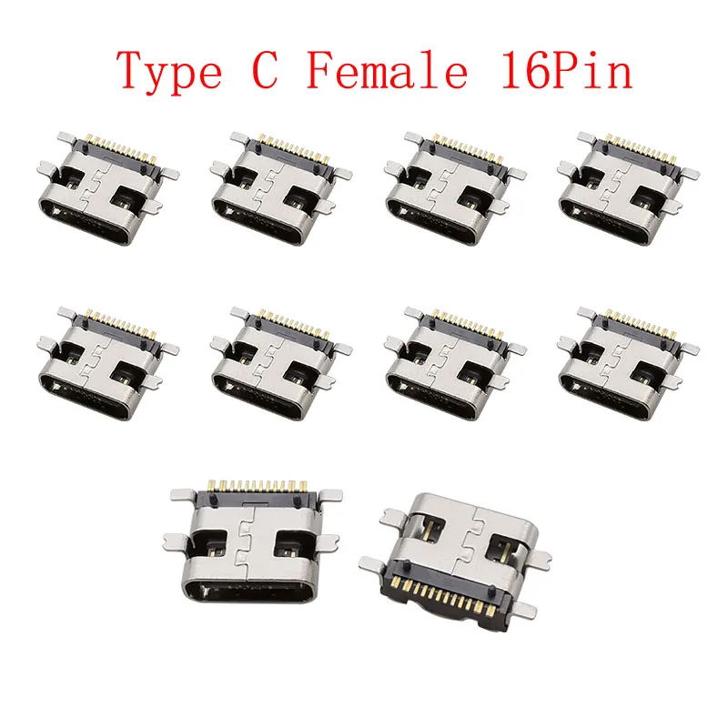 USB Type C Female Connectors Set (10pcs, 16 Pins) 9 USB Type C Female Connectors Set (10pcs, 16 Pins) - Image 9