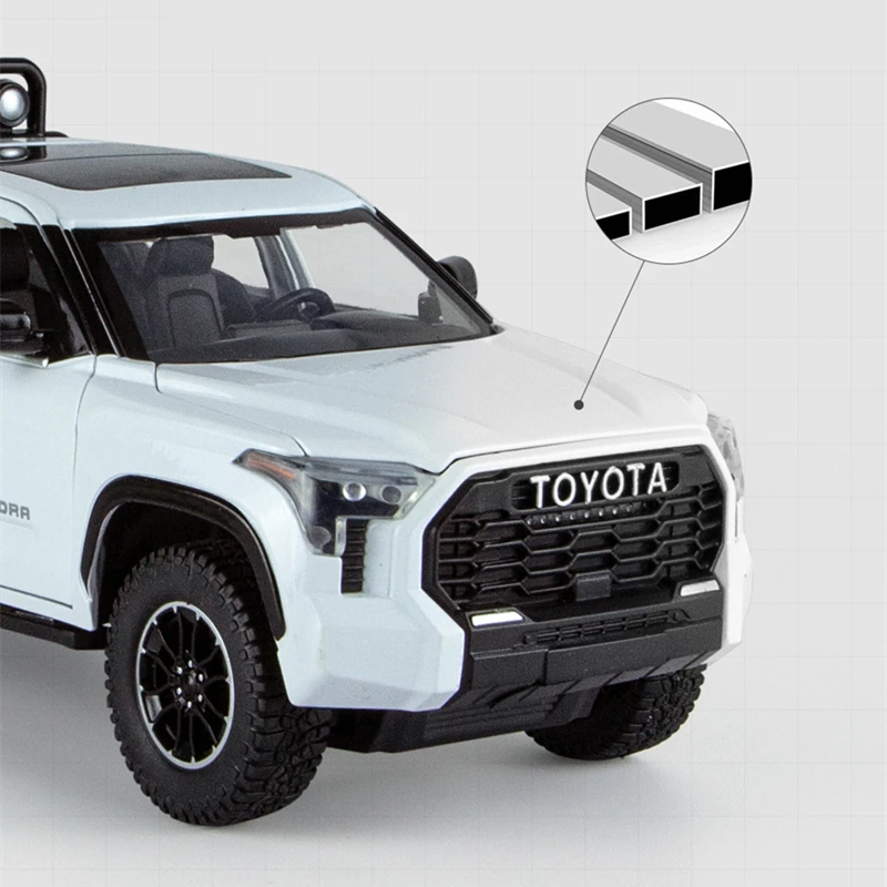 White Toyota Tundra 1:22 Diecast Model for Collectors 2 White Toyota Tundra 1:22 Diecast Model for Collectors - Image 2