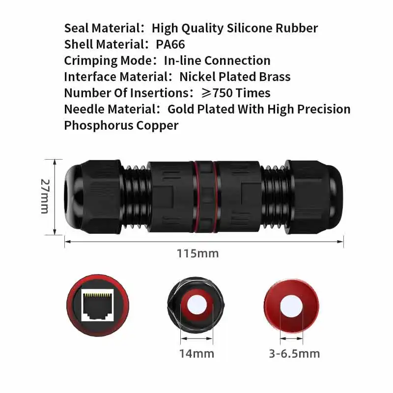 Waterproof CAT6A RJ45 Network Connector 6 Waterproof CAT6A RJ45 Network Connector - Image 6