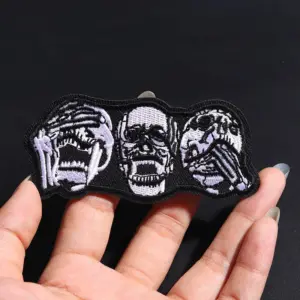 Black Human Skeleton Patch for Punk Fashion