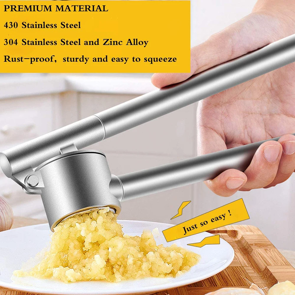 Stainless Steel Garlic Press with Peeler 6 Stainless Steel Garlic Press with Peeler - Image 6