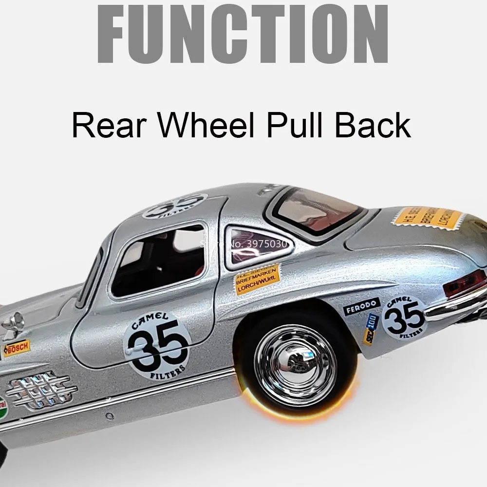 Vintage Silver Mercedes-Benz 300SL Diecast Model 6 Vintage Silver Mercedes-Benz 300SL Diecast Model - Image 6