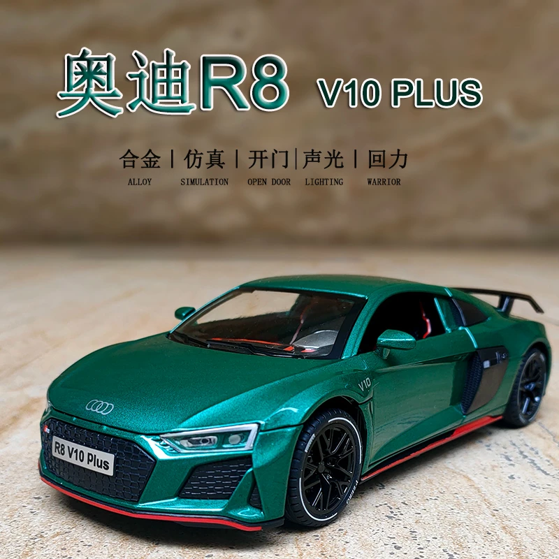 1:24 Green R8 V10 Plus Diecast Model 2 1:24 Green R8 V10 Plus Diecast Model - Image 2