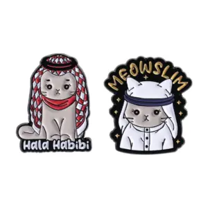 Saudi Arabia Cat Brooch with Two Playful Designs