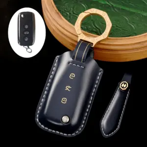 Navy Blue Leather Key Case for Bentley Models