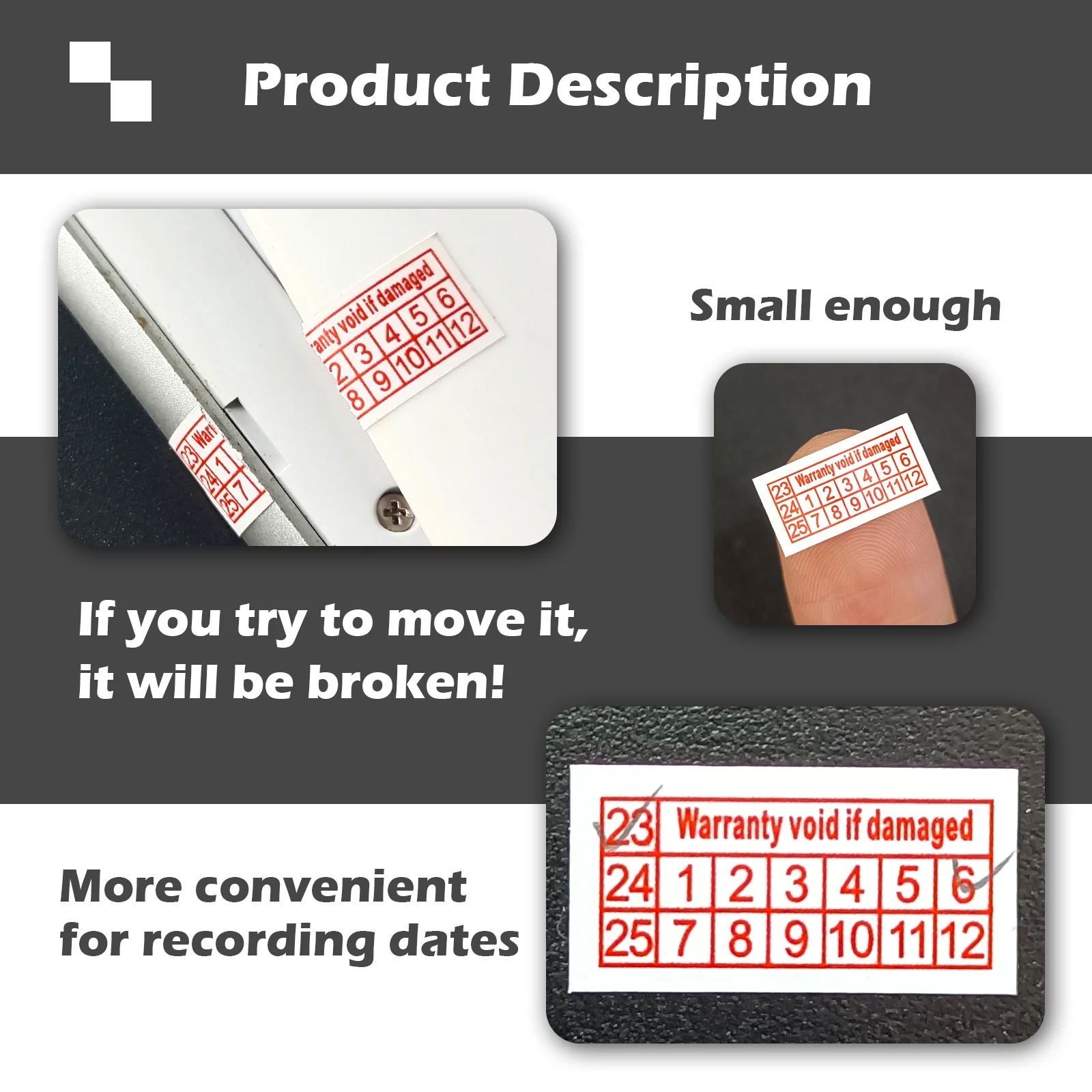 Warranty Security Stickers - 16x8mm Tamper-Evident 2 Warranty Security Stickers - 16x8mm Tamper-Evident - Image 2