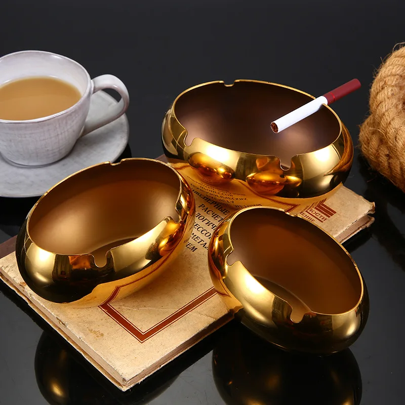 Elegant Stainless Steel Ashtray in Gold or Silver 3 Elegant Stainless Steel Ashtray in Gold or Silver - Image 3
