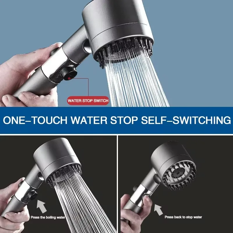 High-Pressure Black and Silver Shower Head with 3 Modes 2 High-Pressure Black and Silver Shower Head with 3 Modes - Image 2