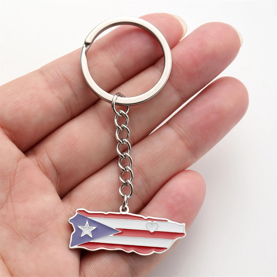 Enamel Puerto Rico Flag Keychain Stainless Steel 2 Enamel Puerto Rico Flag Keychain Stainless Steel - Image 2