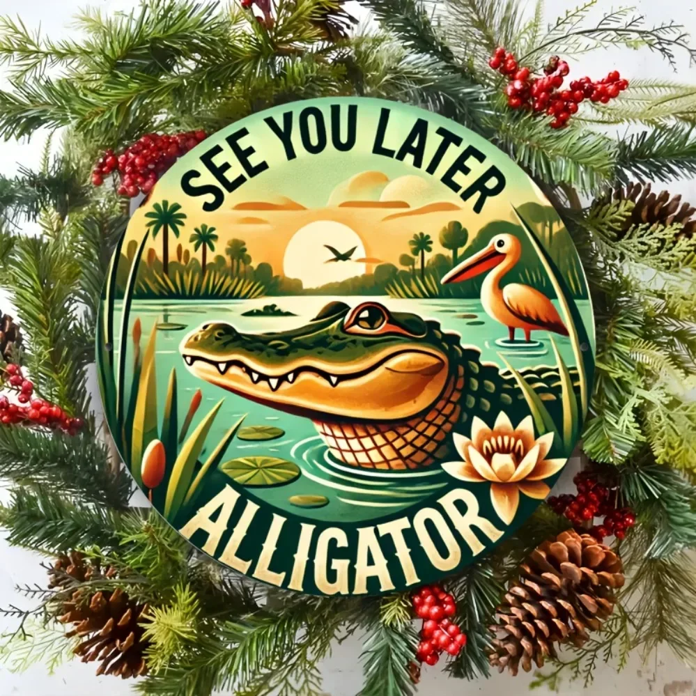 Vintage Alligator Aluminum Sign 8-inch Decorative Wall Art 2 Vintage Alligator Aluminum Sign 8-inch Decorative Wall Art - Image 2