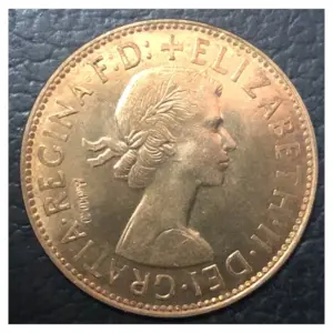 Vintage 1964 UK Penny Replica with Queen Elizabeth II 5 Sd64b8510d958453e84766b916b303fc8m