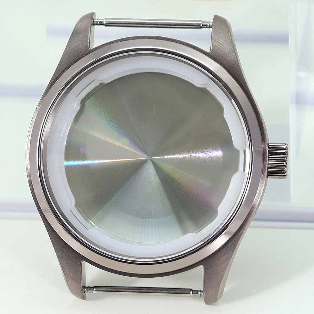 40mm Stainless Steel Watch Case with Leather Strap 10 40mm Stainless Steel Watch Case with Leather Strap - Image 10