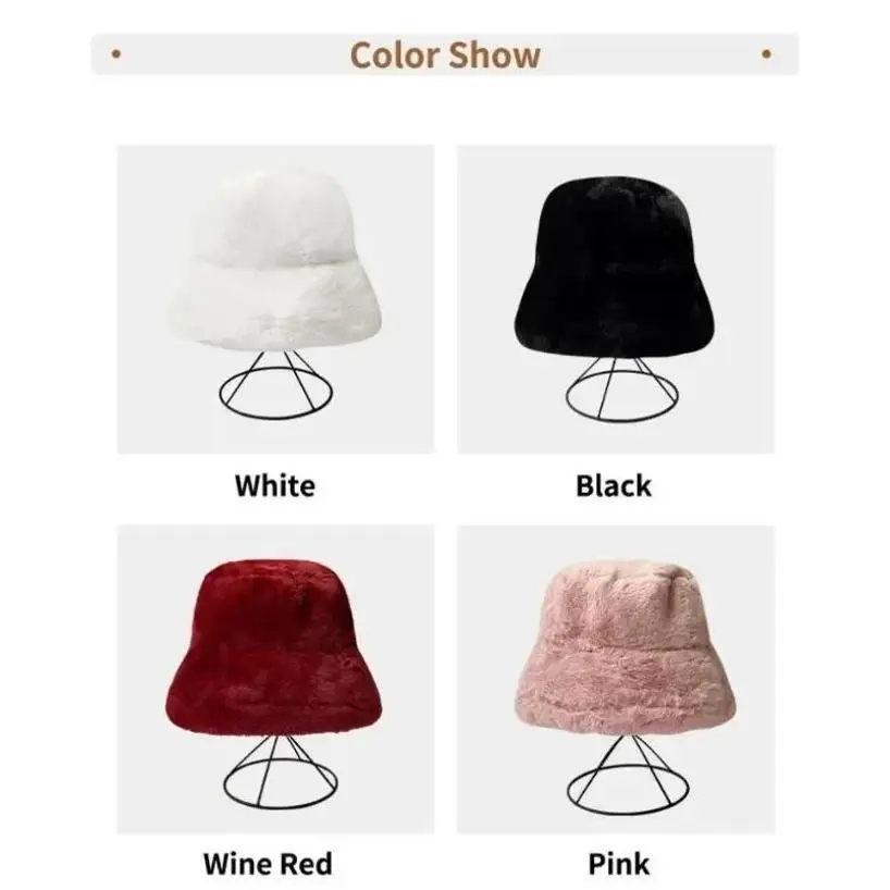 Beige Imitation Mink Fur Bucket Hat for Women 3 Beige Imitation Mink Fur Bucket Hat for Women - Image 3