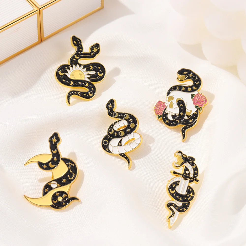 Dark Star Moon Snake Brooch in Six Colors 4 Dark Star Moon Snake Brooch in Six Colors - Image 4