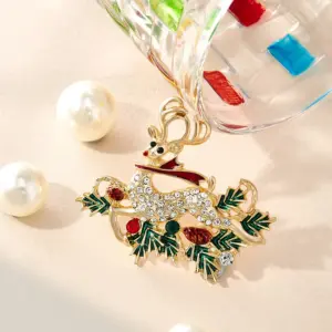 Festive Christmas Elk Brooch in Metallic Finishes 13 Sd889902575cc41ba89e38d3386574bbeh
