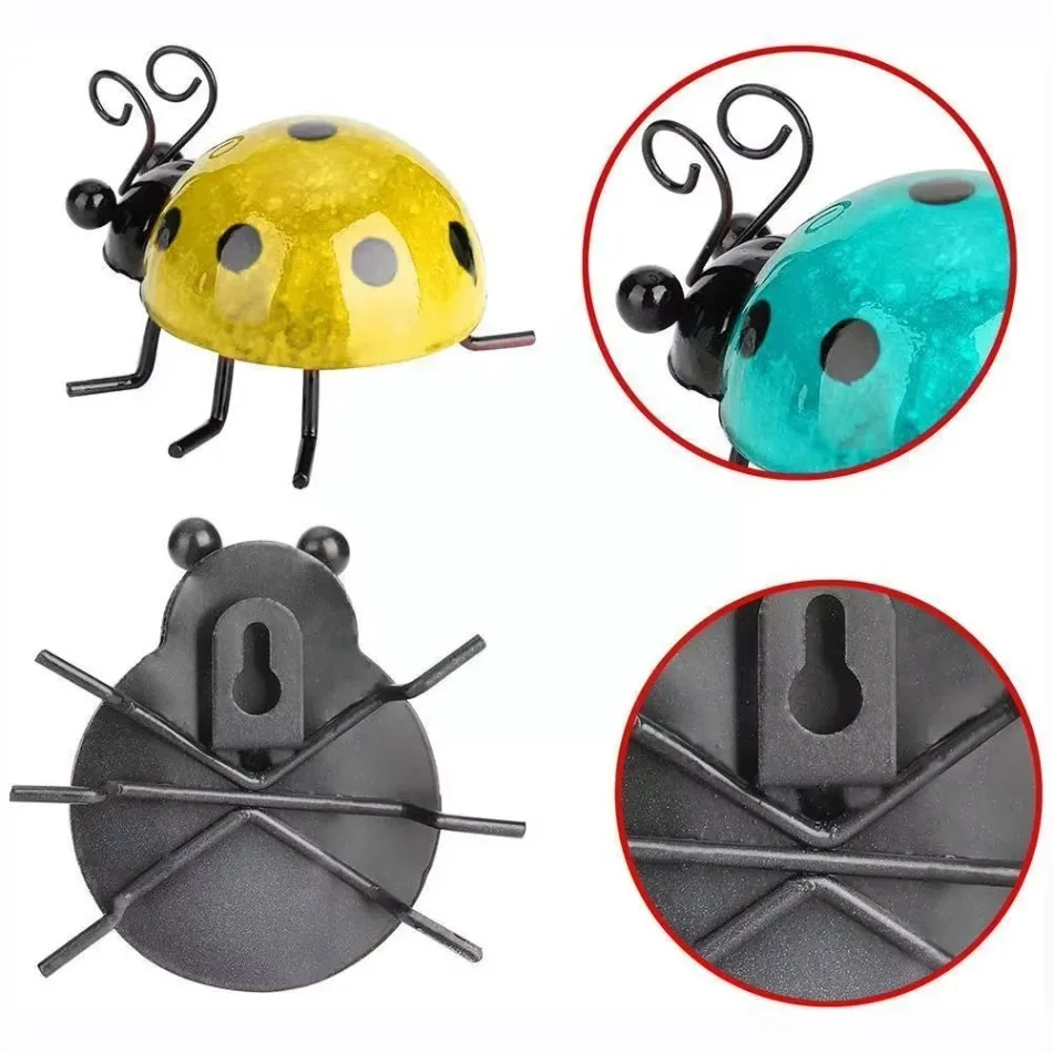 Colorful Metal Ladybug Garden Sculptures Set 5 Colorful Metal Ladybug Garden Sculptures Set - Image 5
