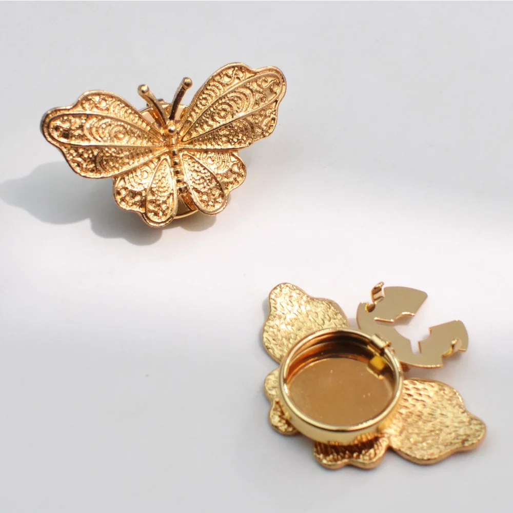 Vintage Embossed Butterfly Brooch Button Cover 4 Vintage Embossed Butterfly Brooch Button Cover - Image 4