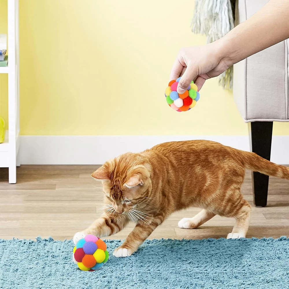 Colorful Cat Plush Balls for Playtime 3 Colorful Cat Plush Balls for Playtime - Image 3