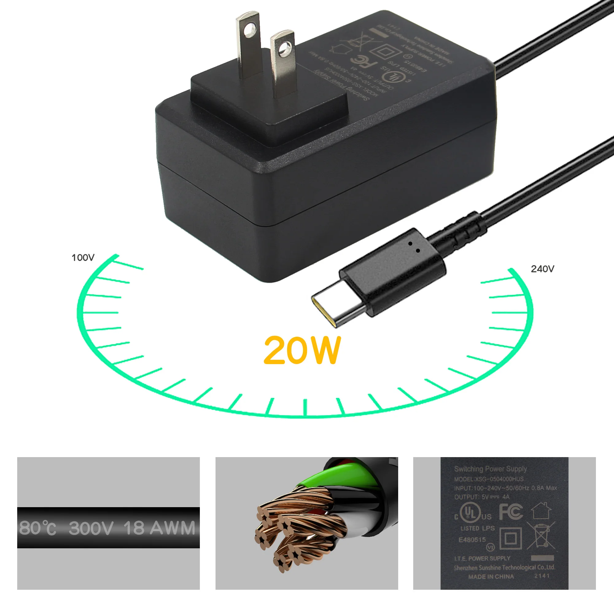 5V 4A USB Type-C Power Adapter for Pi & Orange Pi 2 5V 4A USB Type-C Power Adapter for Pi & Orange Pi - Image 2