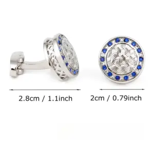 Blue Diamond Silver Cufflinks with Crisscross Texture 7 Sd962bc7996e94bafb6bda69d54906ae6b