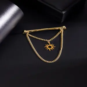 Gold-Tone Lightning Cross Tie Clip with Pendant 14 Sd9f08341bc854fc6961dadea24a2ea02L