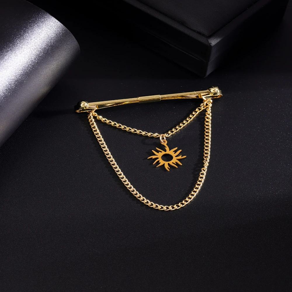 Gold-Tone Lightning Cross Tie Clip with Pendant 5 Gold-Tone Lightning Cross Tie Clip with Pendant - Image 5