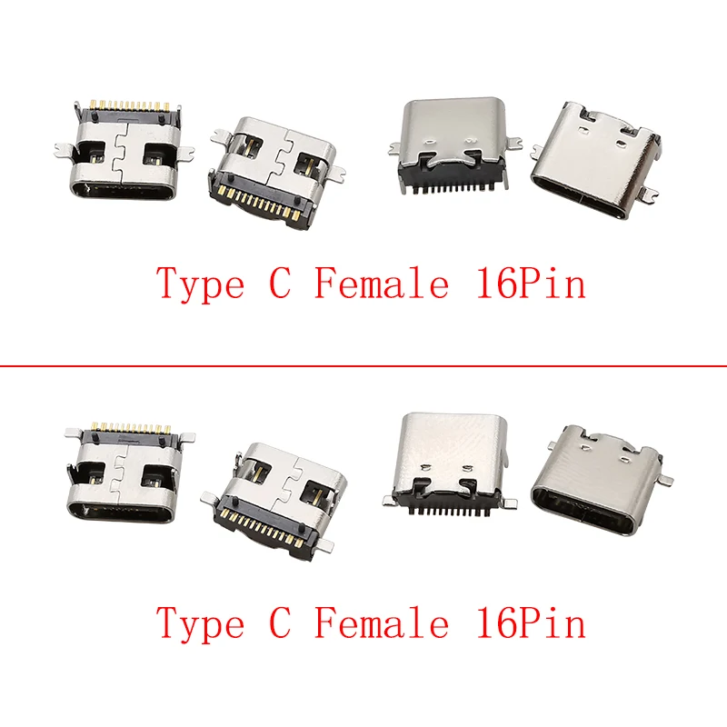 USB Type C Female Connectors Set (10pcs, 16 Pins) 4 USB Type C Female Connectors Set (10pcs, 16 Pins) - Image 4