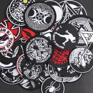 Punk Style Black Circle Iron-On Patch Set
