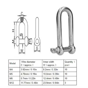 Stainless Steel Long D Shackle 4 Sizes 12 Sdac017e023294cd687cd317ba7590441B
