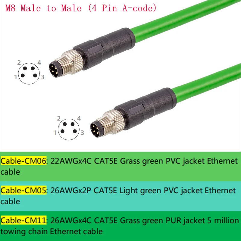 Industrial M8 to RJ45 Shielded Ethernet Cable 1m 9 Industrial M8 to RJ45 Shielded Ethernet Cable 1m - Image 9