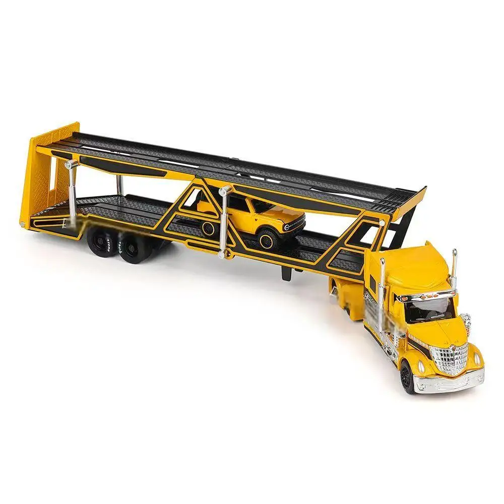 Blue Diecast Heavy Transport Model with Ford Gt 2021 4 Blue Diecast Heavy Transport Model with Ford Gt 2021 - Image 4