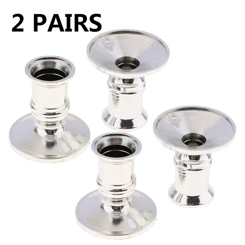 Elegant Silver Taper Candle Holders Set (4 Pieces) 5 Elegant Silver Taper Candle Holders Set (4 Pieces) - Image 5